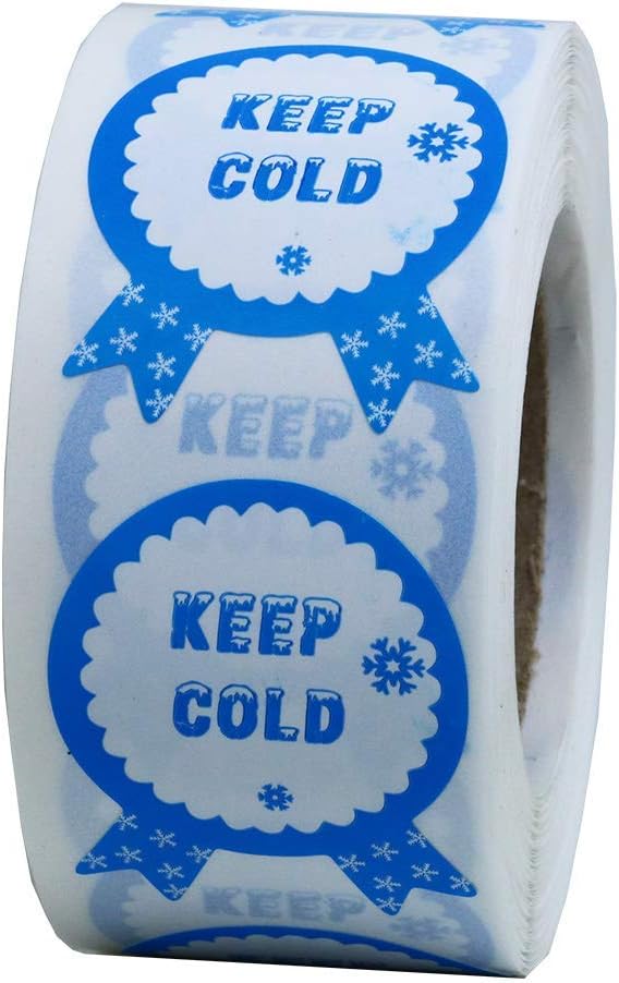 Hybsk Keep Cold Freezer Stickers with Snow Total 500 Labels per Roll