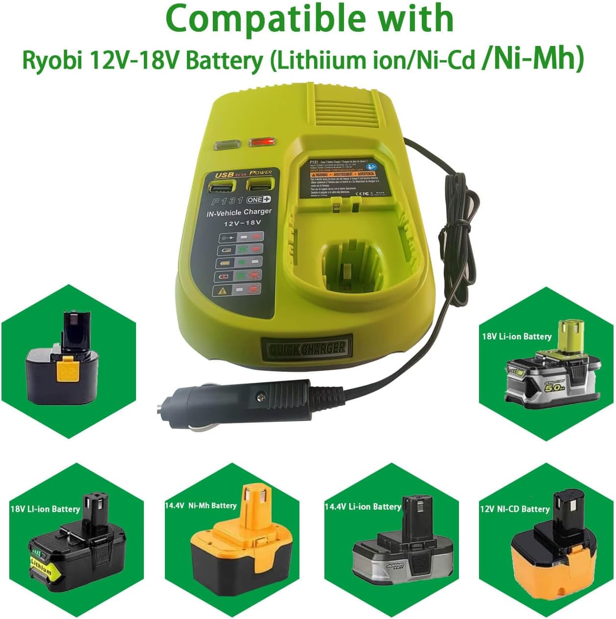 EAGLEWING P131 One+ Portable Dual Chemistry Lithium Ion or NiCad Vehicle Charger