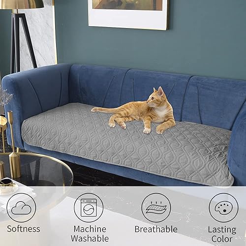 Miniatura 2 de Ameritex - Manta impermeable para cama de perro, manta reversible para muebles, cama, sofá (30 x 70 pulgadas, color gris y gris oscuro)