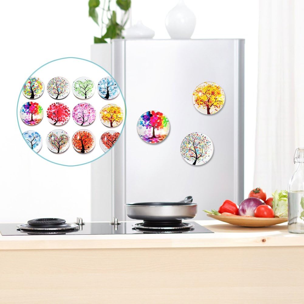 Amazon Co Jp 冷蔵庫用マグネット マグネット 強力 冷蔵庫 おしゃれ 抽象的なツリー ライフツリー 風景の木 ラインストーン結晶 ガラスステッカー 装飾マグネット 12個セット ホーム キッチン
