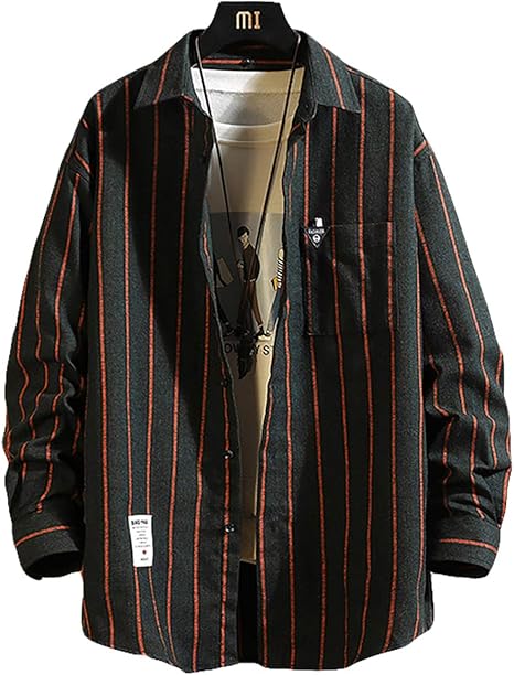 Amazon メリュエル 2カラー M 2xl 春秋 ストライプ シャツジャケット カジュアル シャツ ゆったり お洒落 羽織 メンズ シャツ 通販