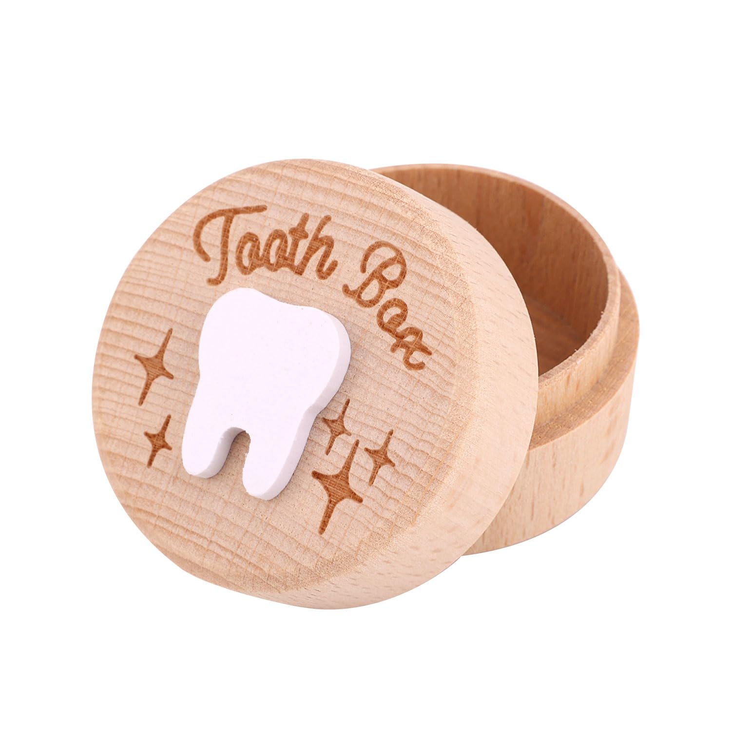 Tooth Fairy Box, Caved Wooden Tooth Keepsake Box for Lost Teeth for Kids Cute Tooth Holder Tooth Storage Box to Put Under Pillow Souvenir for Boys