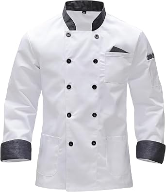 Chef Jacket Mens Professional Chef Jacket Long Sleeve Chef Uniform for Men Women Food Service Chefs Jacket with Buttons