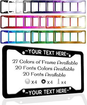 Custom License Plate Frames Aluminum Car Tag Holder with Text