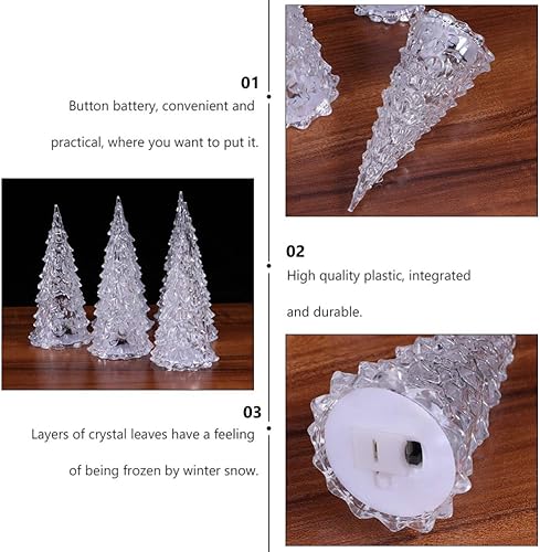 Miniatura 6 de Uonlytech 4 piezas de mini árbol de Navidad iluminado LED acrílico de Navidad cambiante árbol de Navidad de mesa para decoración de centros de mesa