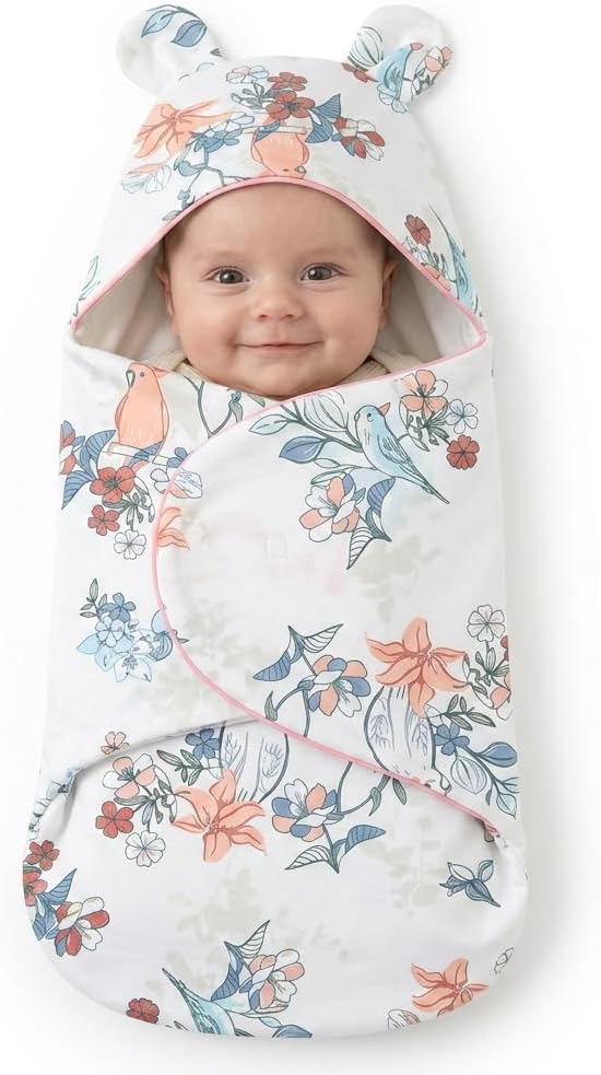 Joy-Crafted FBL 3-Way Adjustable Swaddles for Newborns | 0-3 & 3-6 Month Baby Sleep Sack with Convertible Swaddle Blanket | 100% Cotton Lining with Polyester Fabric (6M (3-6), SongbirdMelody)