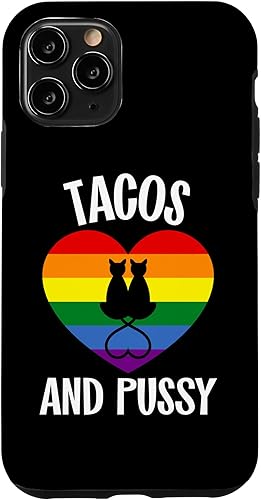Funda para iPhone 11 Pro Lesbian Pride Stuff Tacos and Pussy Cats Taco Lover Queer