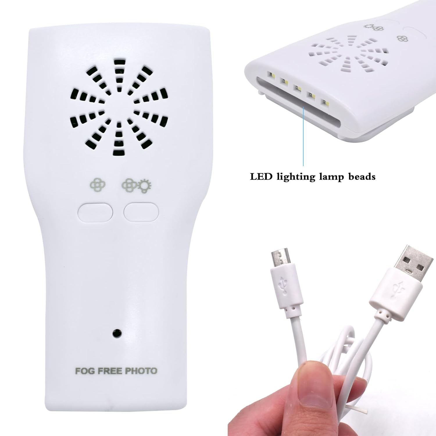 Angzhili 4 Pcs/Set Dental Photography Mirrors,Fog Free Intraoral Photography Mirror, 2 Sided Intraoral Photo Reflector with Fan and Light,Automatic Defogging Stainless Steel Occlusal Mirror