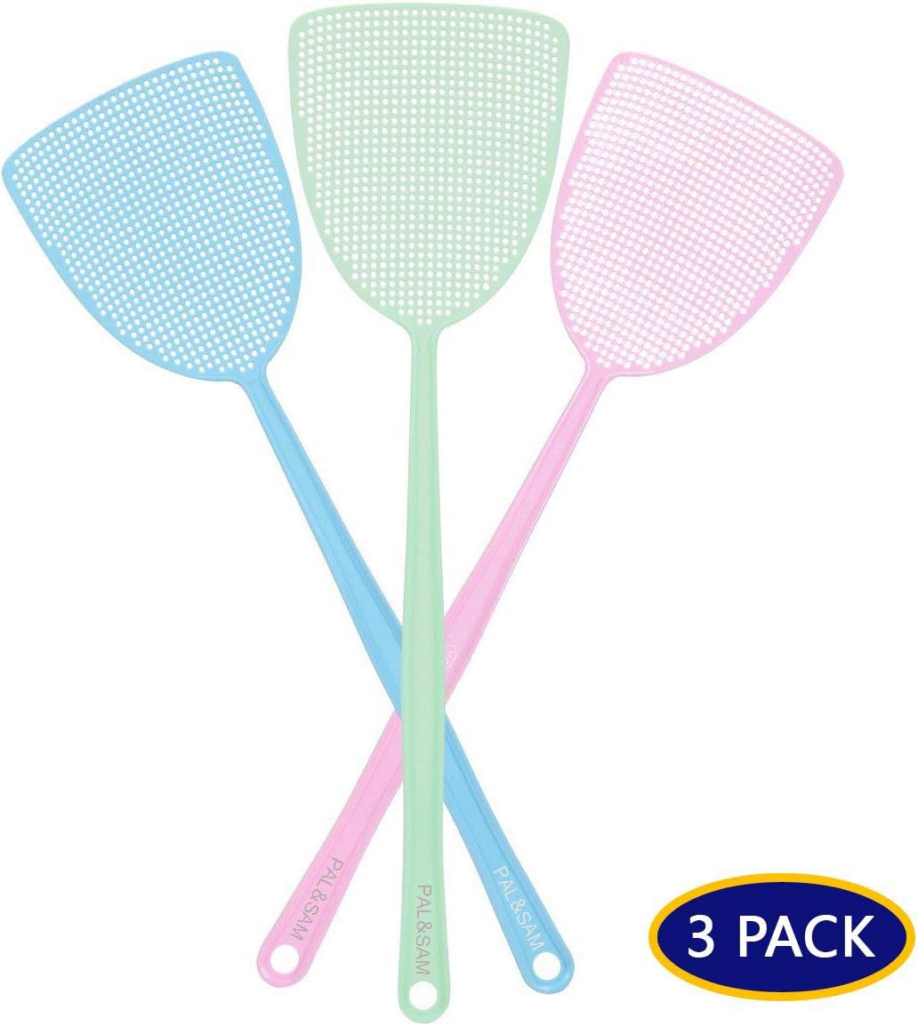 PAL&SAM Fly Swatter, Strong Flexible Manual Swat Set Pest Control, Assorted Colors (3 Pack)