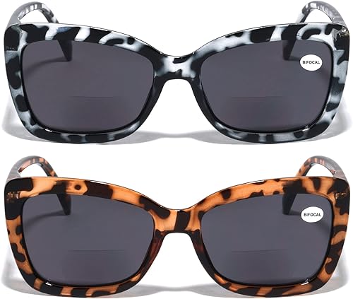 Miniatura 6 de V.W.E. 2 pares de lentes de sol BIFOCAL para mujer, lentes grandes, mariposa, lectura  divertidos lentes de ojo de gato para exteriores
