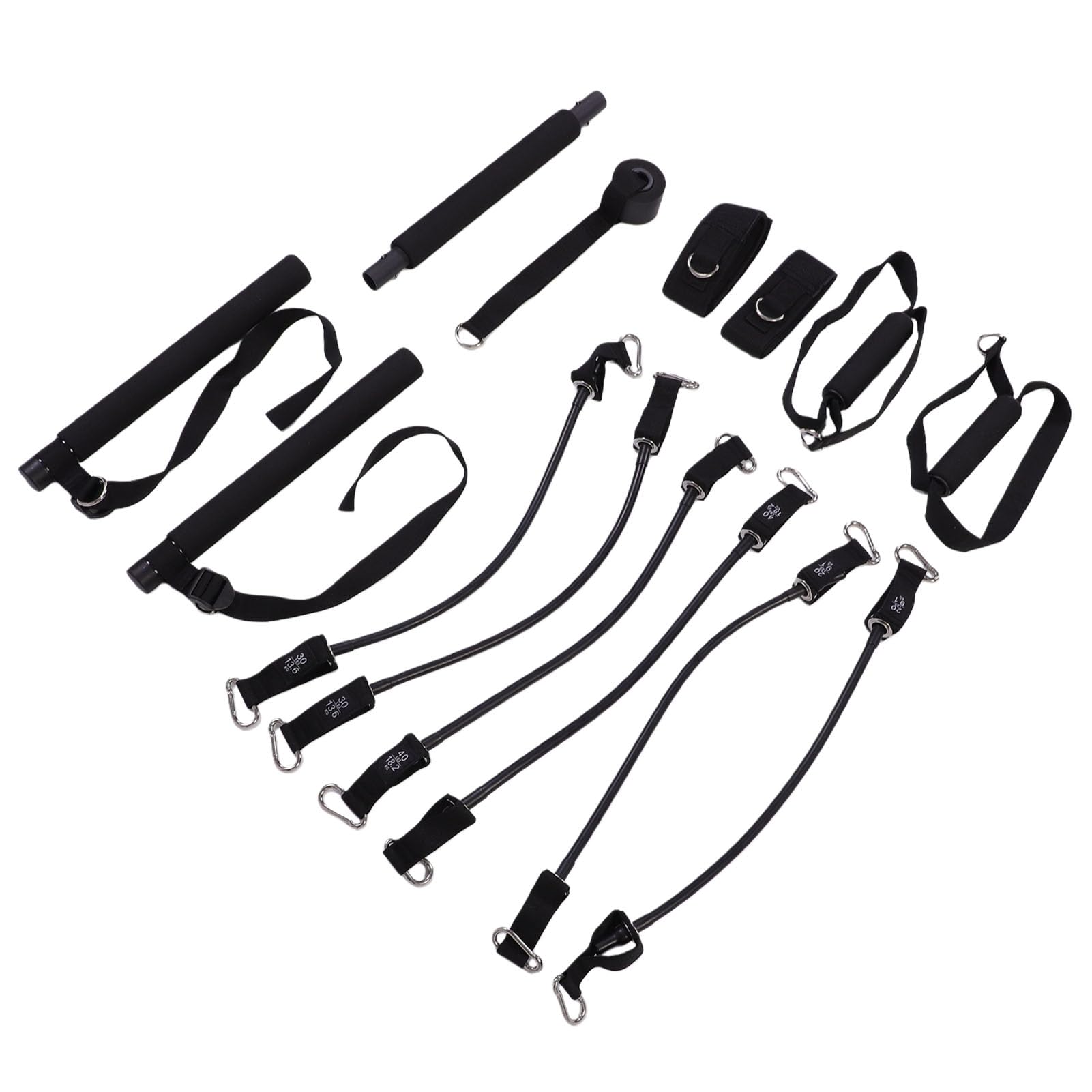 Kit de Barra de Pilates con Banda de Resistencia de 20-180 Libras con Bolsa de Almacenamiento Equipo de Entrenamiento Ajustable para Fitness en Casa Negro