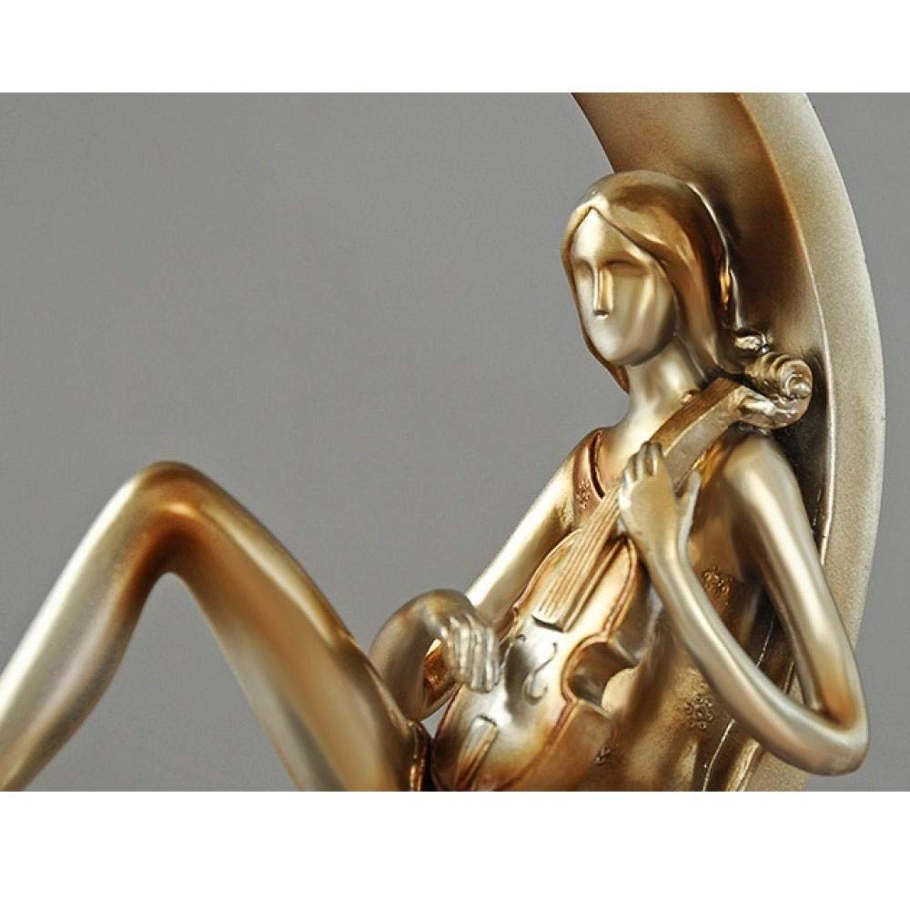 LZHLMCL Soprammobili 2 Pezzi Resina Artigianato Ornamenti Ragazza Canta Suonare Il Pianoforte Cerchio Decorazione Domestica Figurine In Miniatura A