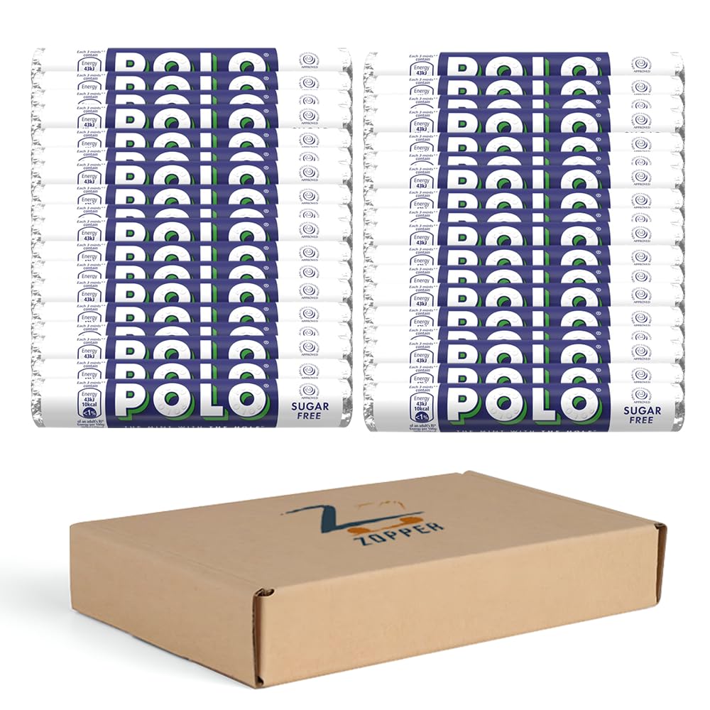 Zopper Polo Sugar Free Mints Tubes Rolls 32Pcs x 33.4g Instant Refreshment Perfect Peppermint Mints Multipack Sweets for Your Fresh & Minty Breath