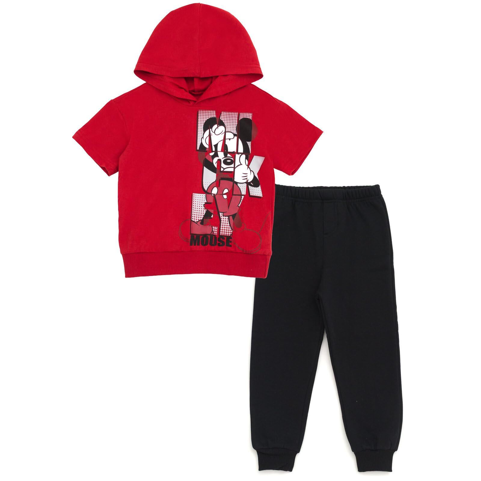 Disney Junior T-shirt z kapturem i polarowe spodnie joggery strój zestaw dla niemowląt do dużych dzieci rozmiary (12 miesięcy - 14-16)