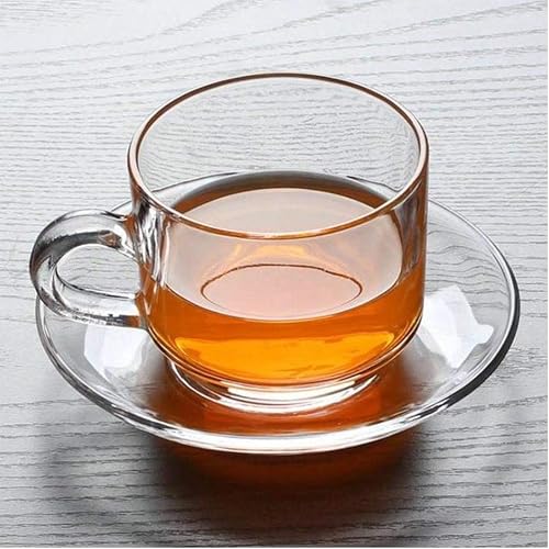 MARTVIA Clear Classic Glass Tea & Coffee Cup and Saucer Set