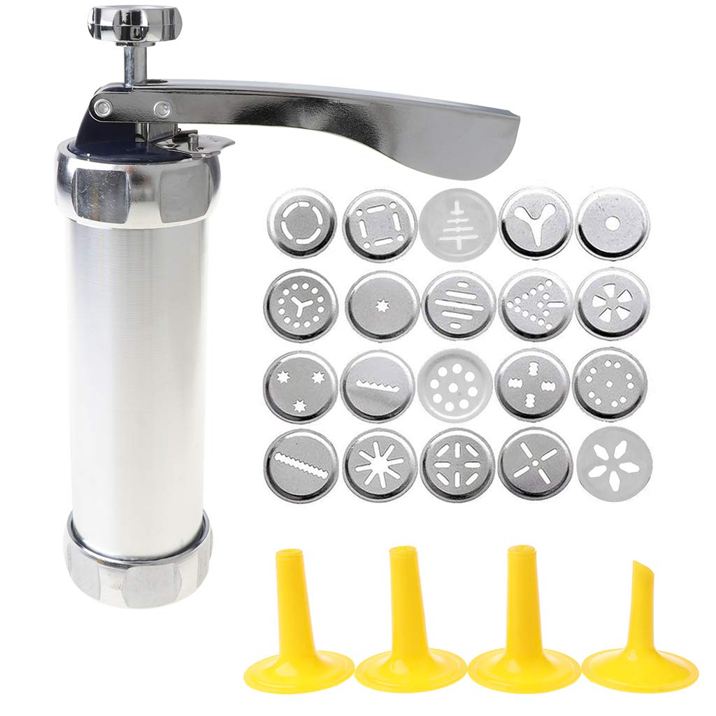 Sinknay Cookie Press，Cookie Press Gun Kit, DIY Biscuit maker and Churro Maker with 20 Decorative Stencil Discs and 4 Icing Tips for Funny Kítchѐn Baking Utensils