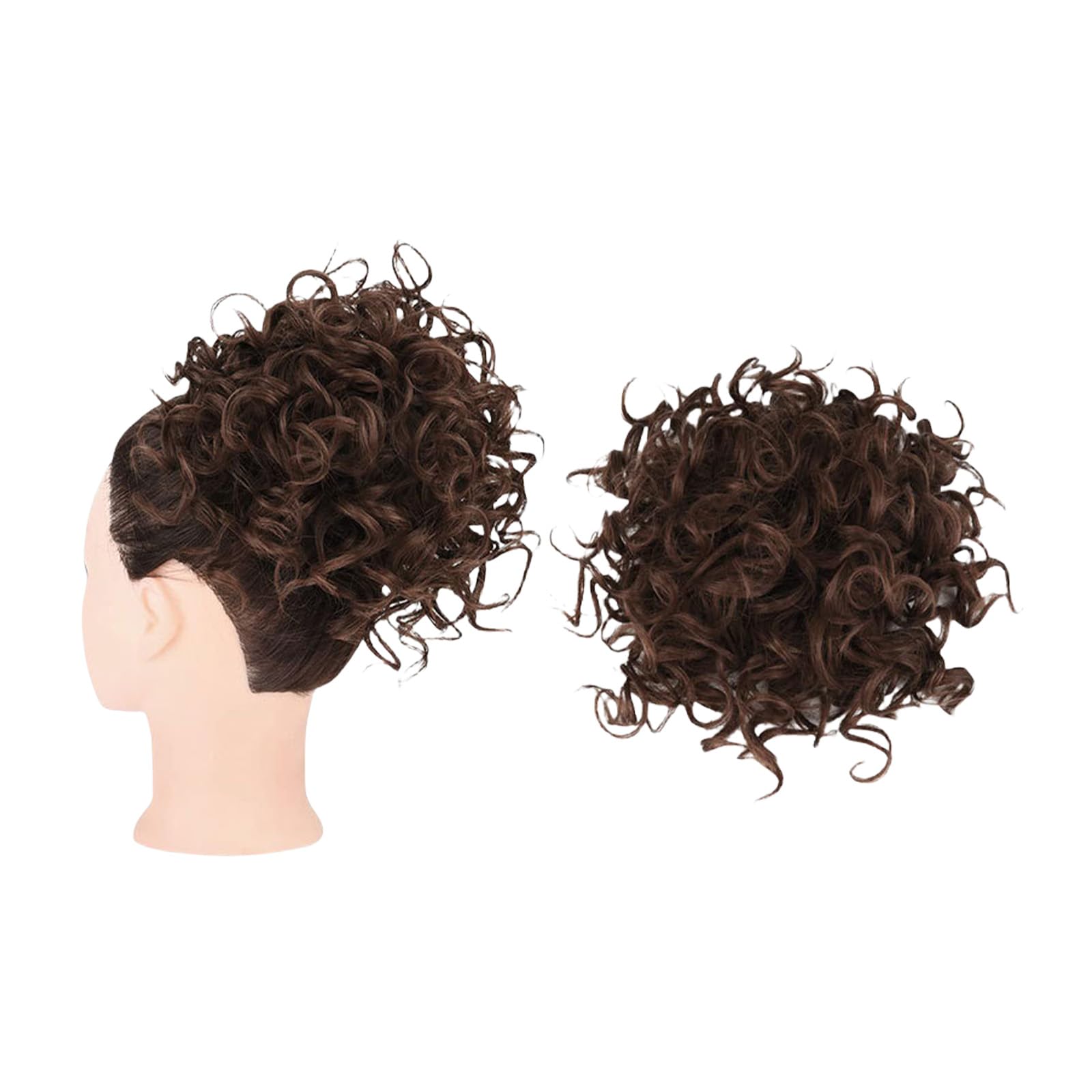 Messy Bun, Short Curly Drawstring ,Extension Loose Bun Hair ,Pieces for Women High Temperature Synthetic Bun Extension 60g Black (4-30)