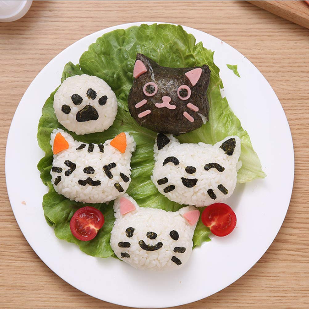 Zestaw Form do Kulek Ryżowych, Kreskówka Kot DIY Maker Sushi Maker Nori Kuchnia Forma Ryżu