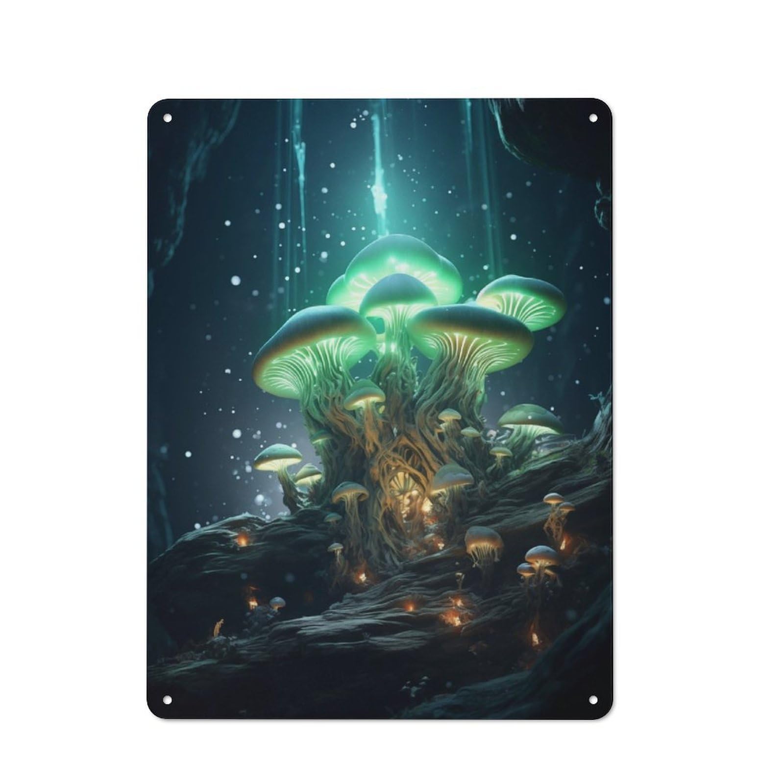 Junmoney Twilight Mushroom Canopy Metal Plaque 40X30cm With For Garage Wall, Vintage Decor, Autumn Home Decor For Collectors Of Metal Signs