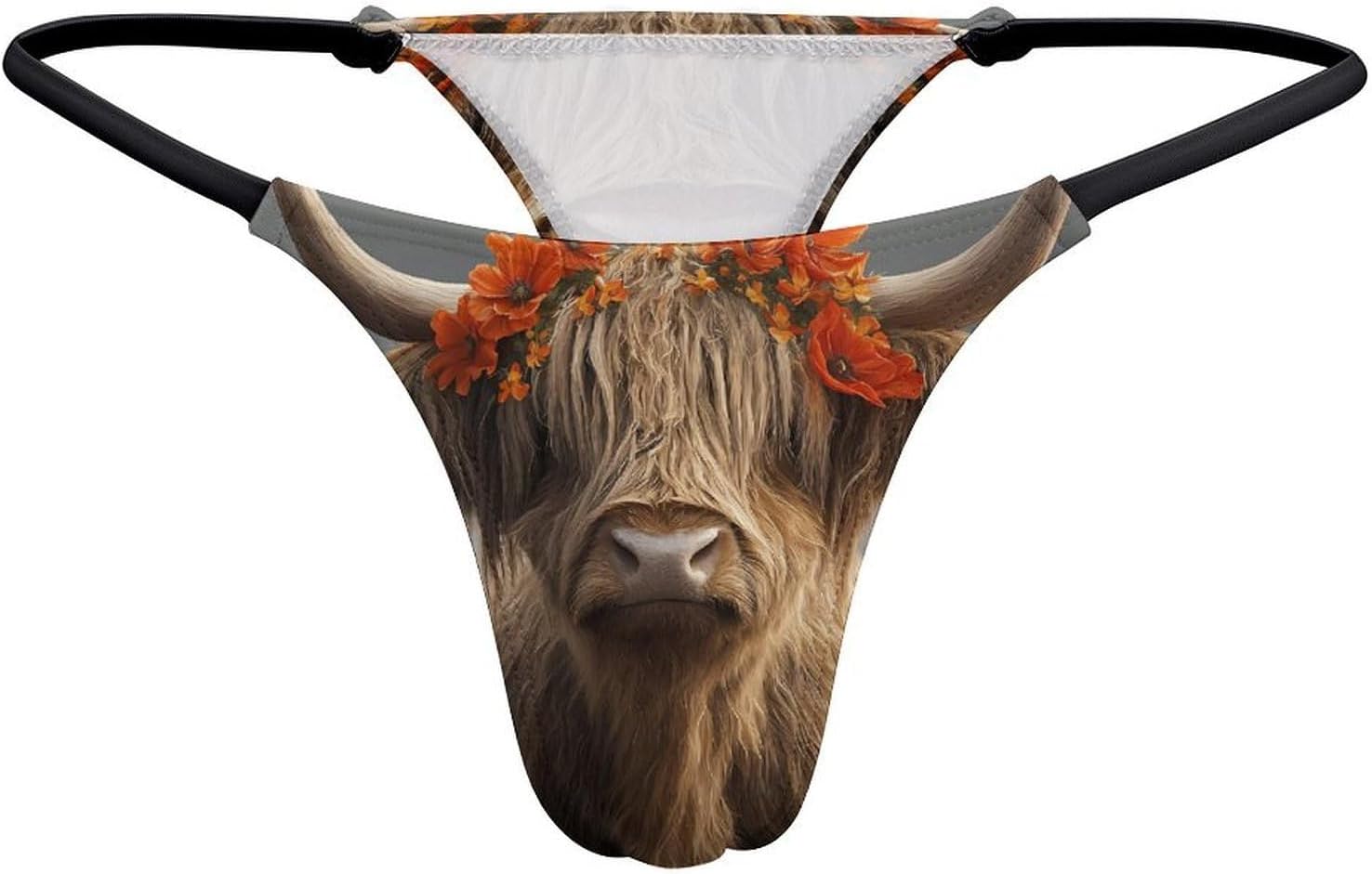 Cute Highland Cow Sexy G String Thongs for Women Underwear | Seamless Panties Lingerie Breathable Low Rise No Show