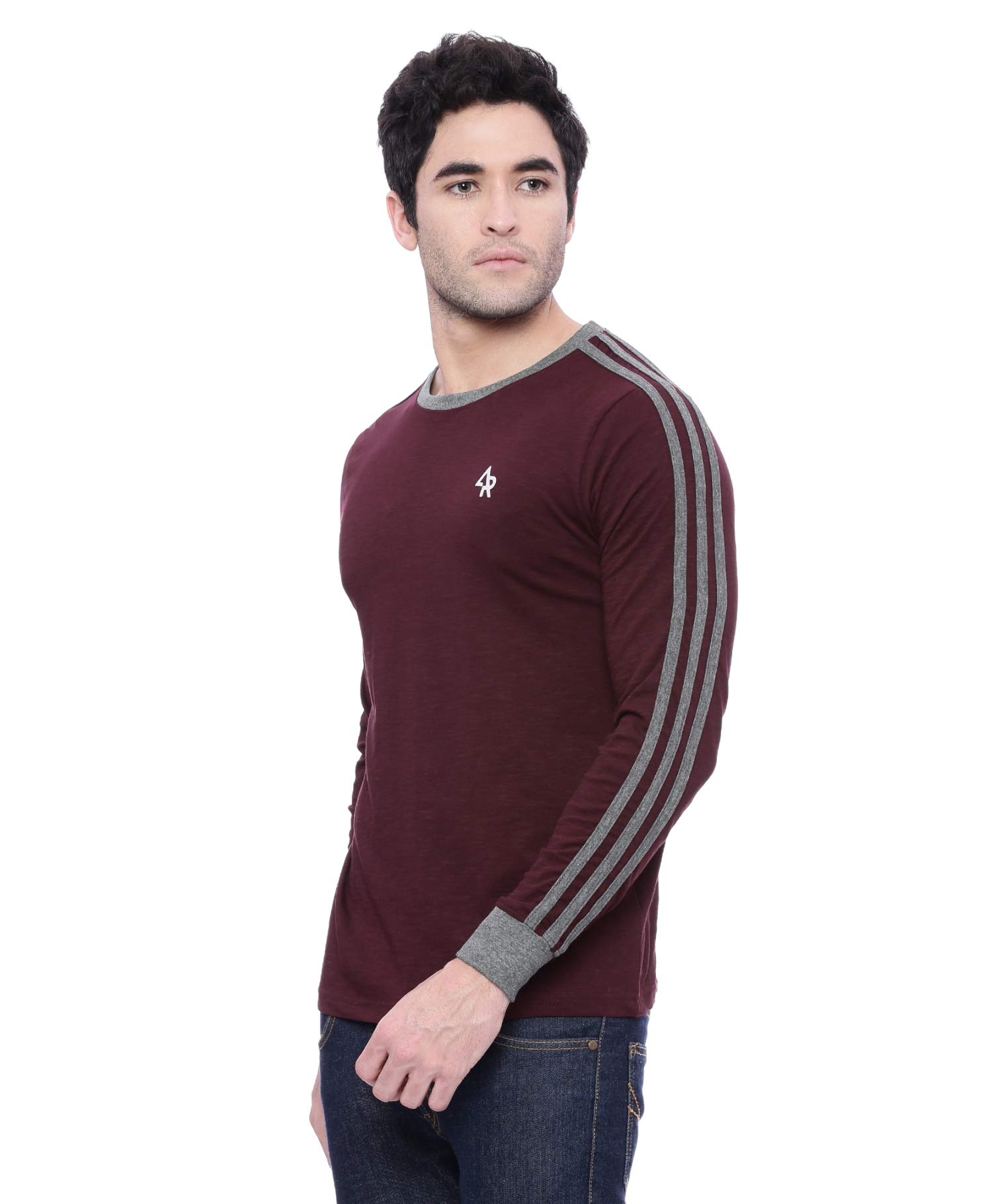 ADRO T-shirt da uomo a maniche lunghe a blocchi di colore