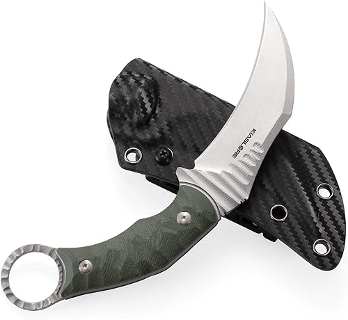 Miniatura 1 de KIASLORE KK141 Cuchillos Cuchillo de hoja fija Cuchillos tácticos M390 Hoja OD Mango verde Autodefensa EDC herramienta Cuchillo de supervivencia al