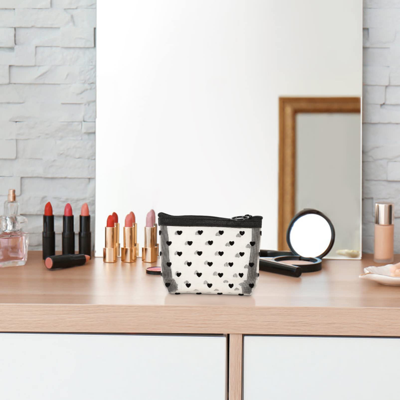 Housoutil 4juegos Bolsa De Maquillaje Transparente Multi-función Organizador De Cosméticos Portátil para Neceser De y para Artículos De Aseo y Cosméticos De Puntos Negros