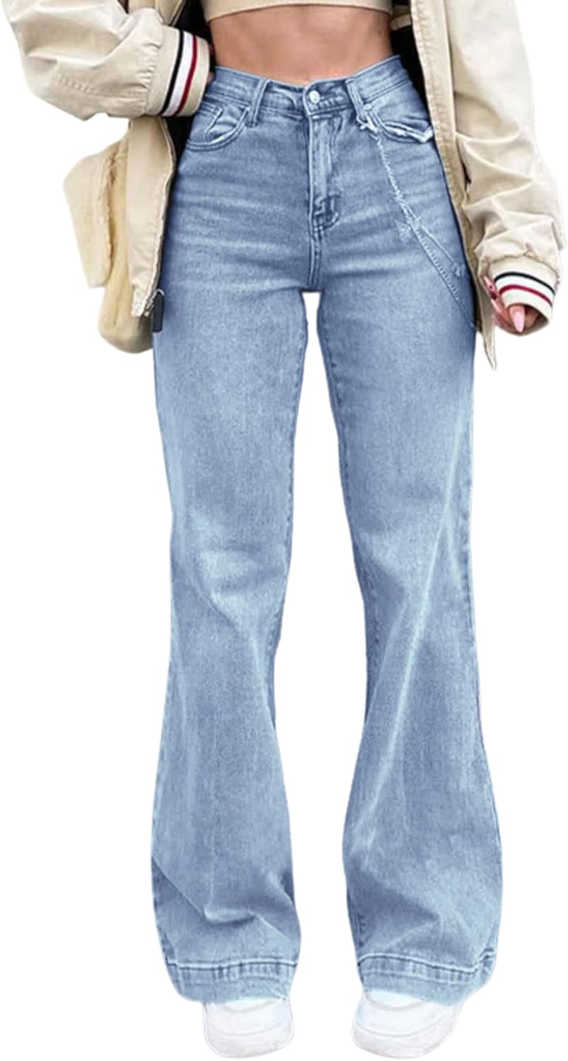 EMMIOL Women’s Flare Wide Leg Jeans Stretchy High Waisted Bell Bottom 2026 Basic Bootcut Denim Pants