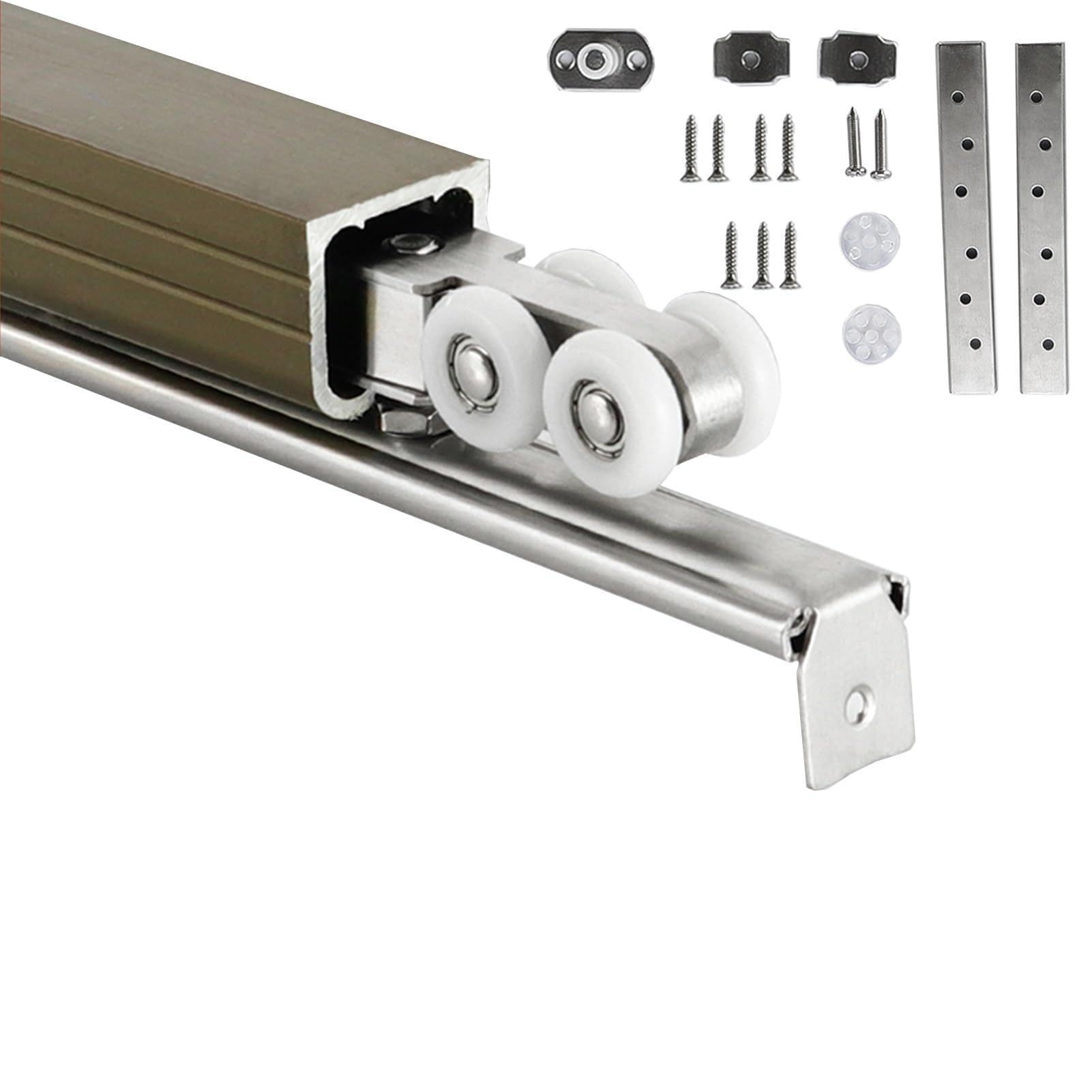Sliding Door Track, Single Barn Door Sliding Hardware Kit Track Rail 1/8 in Aluminum(8-Wheel,70in (177.8cm))