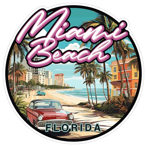 Image of Miami Beach Florida Sticker 4 Inch Waterproof Vinyl Decal ID44990 | Waterproof vinyl travel sticker for laptop, luggage & bottle - souvenir gift for travelers & adventure seekers