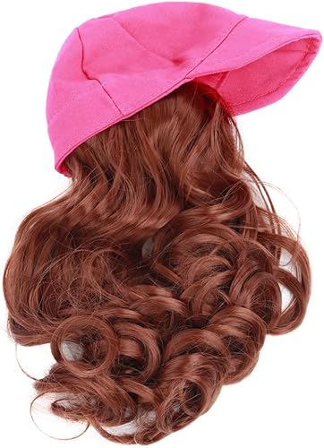 Miniatura 3 de Resistente chica: gorra de béisbol rosa con pelo rizado caoba, sudadera corta rosa de 2 piezas, 1 par de zapatillas para muñecas de 14 pulgadas en