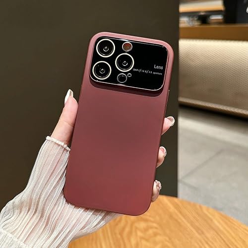 Slim Matte Solid Color Case for iPhone 14 Pro Max 14Pro 12 13 Pro Max 14 Plus Fashion Big Window Glass Camera Protector PC Cover,WineRed Danke,for iPhone 13 ProMax