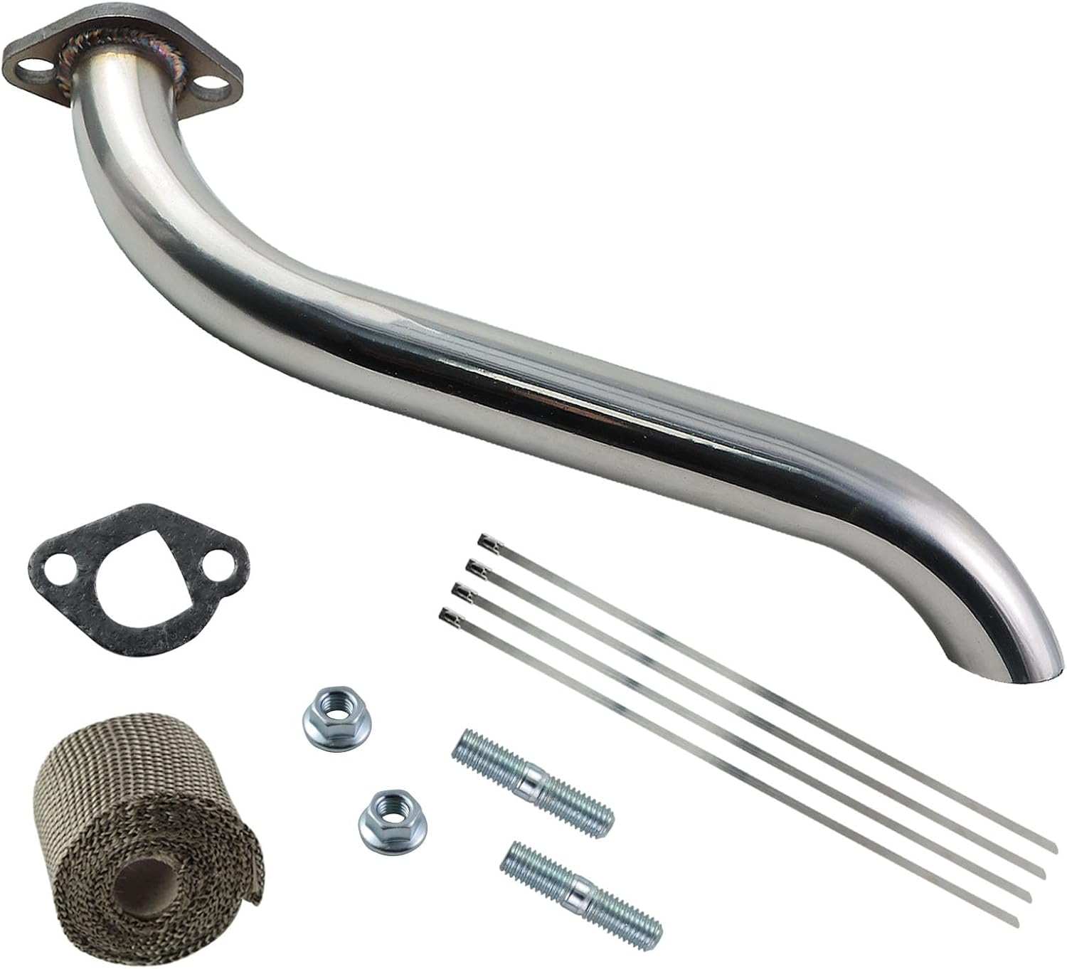 KIKITE 212cc Exhaust Pipe Header Kit Compatible with Predator 212cc 224cc Coleman CT200u CT200U-EX BT200X Baja Warrior MB200 MB165 KT196 196cc 6.5hp Engine Mini Bike Go Karts