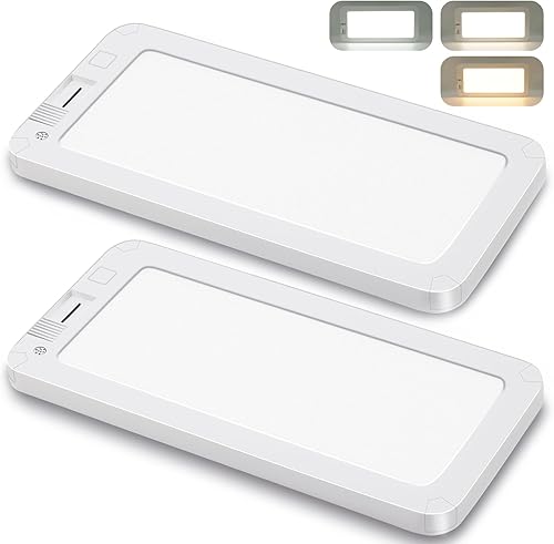 Luces interiores de caravana, 3 colores de 12 V, luz LED RV de 12 V, pantalla de acabado esmerilado, luces regulables para cámper, lámparas de techo