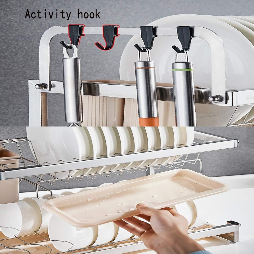 Dish Cutlery Rack Kitchen Supplies 304 Stainless Steel Dish Rack Rack Drain Rack Tableware Dish Tool Supplies Storage Rack Dish Rack draining Rack with Cutlery Holder (A) ()