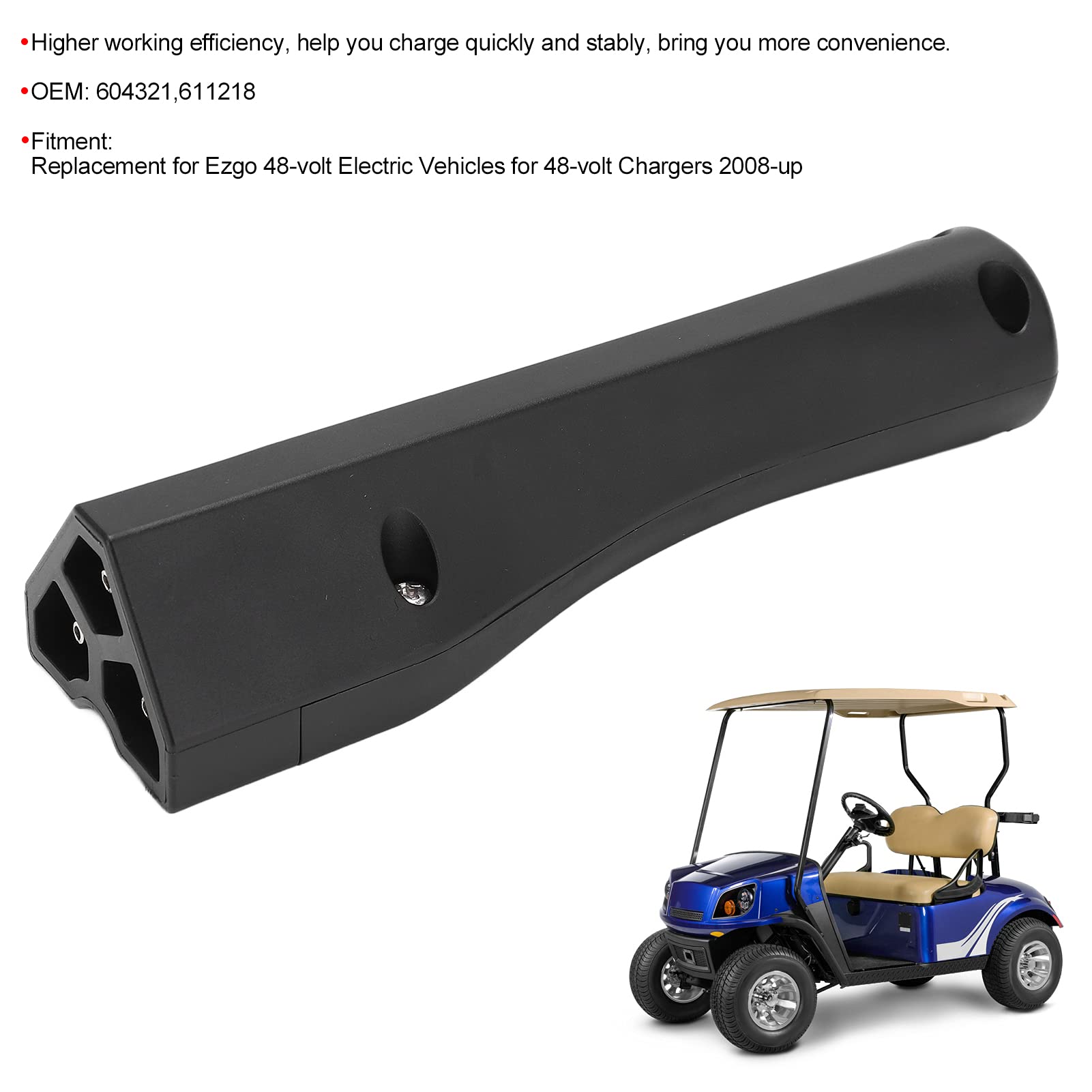 Cable de Cargador de Coche Club de 48 V, Repuesto Fiable para Vehículos Eléctricos de 2008 en Adelante para Cargadores, Material Duradero para una Fácil Instalación, Apto para Conector de