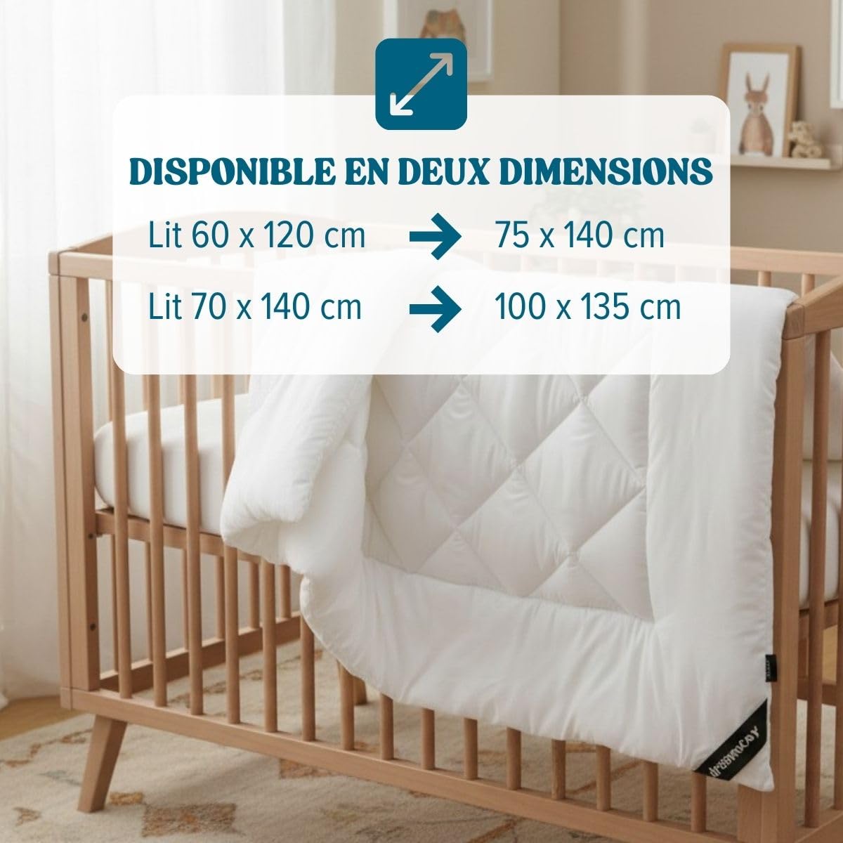 DREAMWAY Couette Bébé 300gr/m2 – Enfant – 100x135 cm | Pour Lit Bebé 70x140 cm – Anti Acariens – 100% Microfibre Douce – Certifié Oeko-TEX – Couverture bébé pour Toutes Saisons