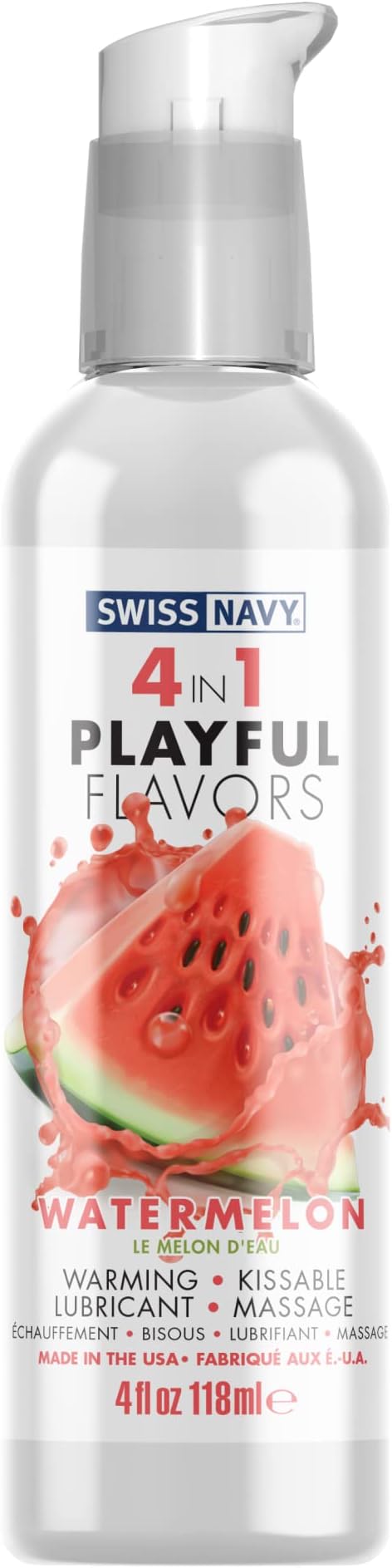 4 in 1 Playful Flavors - Watermelon Water Based Flavored Lubricant, Personal Lube for Men, Women and Couples, Made Without Sugar Added, fl oz, SN4N1FWM4