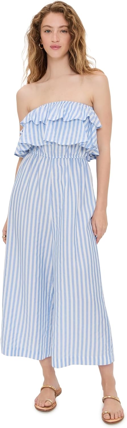 Pixie Market Women's Stripe Ruffle Jumpsuit