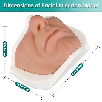 Silicone Injection Training Model, Mannequins Makeup Face for Micro-Plastic, Injection Training, Teaching Face Training Model for Cosmetologists and Medical Students