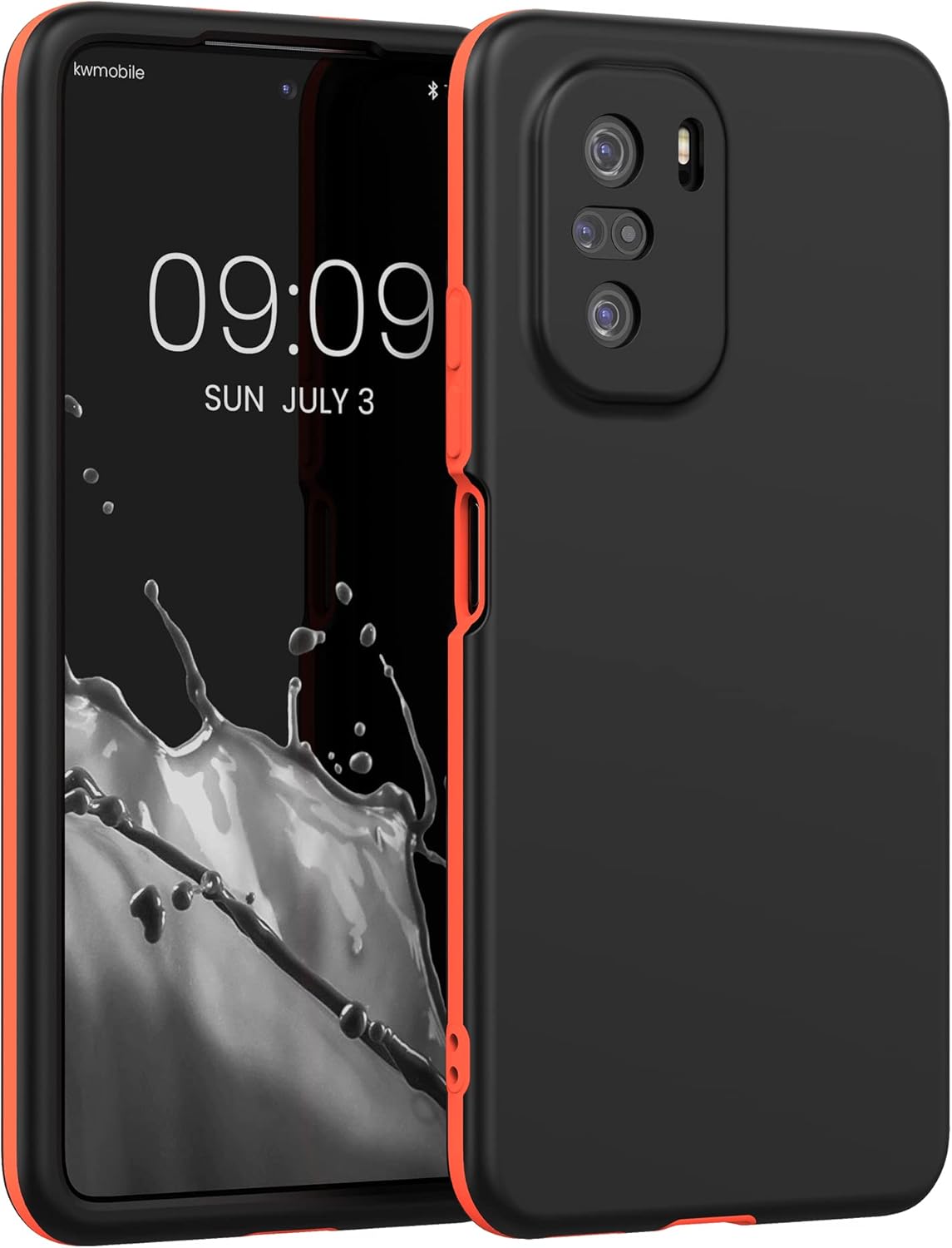 kwmobile Carcasa Compatible con Xiaomi Mi 11i / Poco F3 - Funda para móvil con Protector de Pantalla - Negro/Naranja