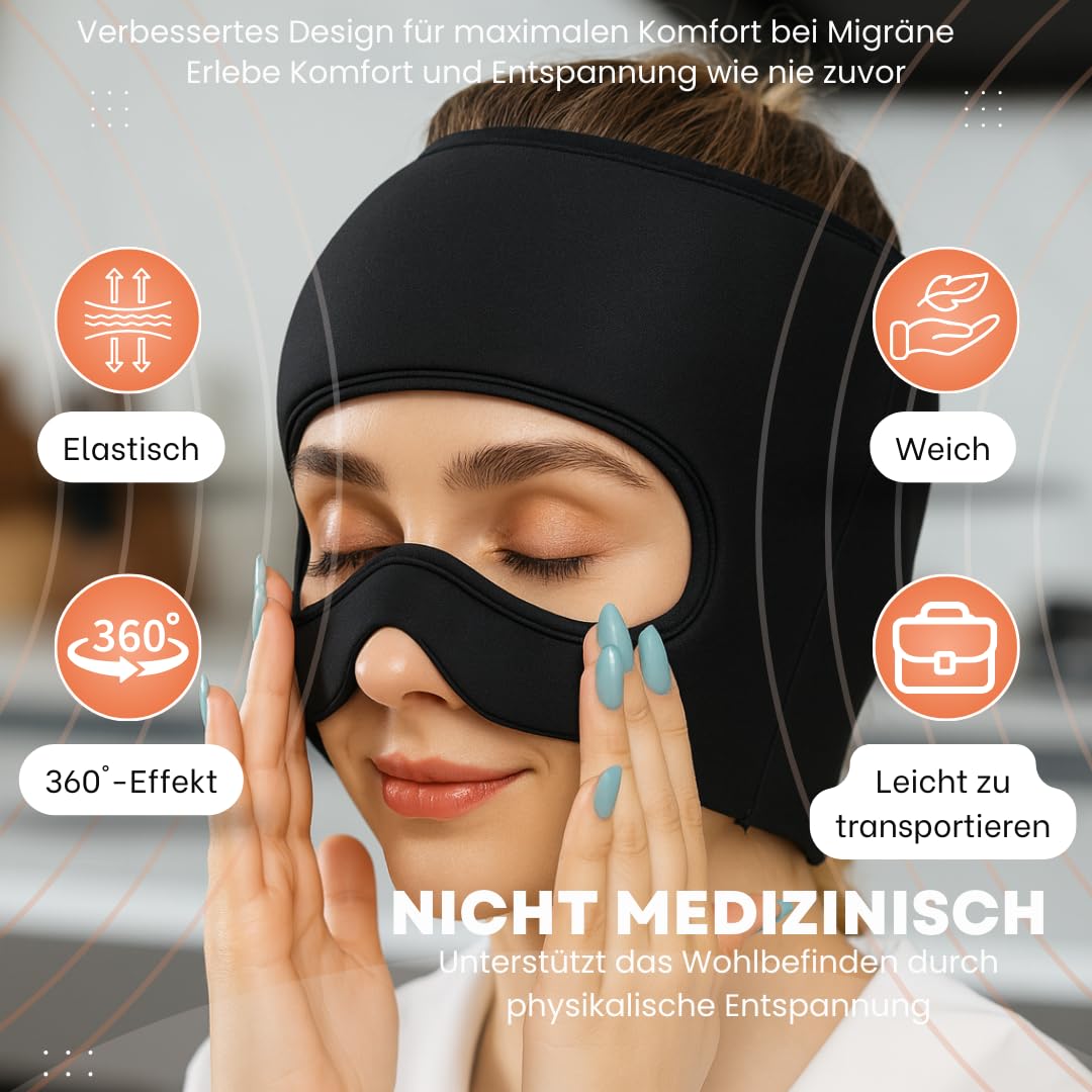 Cuffia Anti-Emicrania, Refrigerante e Riscaldante, Cappello Fascia con Gel per Testa e Occhi - Terapia Caldo/Freddo per Sollievo da Mal di Testa, Sinusite Cronica e Cervicale Ghiaccio gel