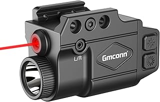 Gmconn 800 Lumen Red Laser Light Combo for Pistol | Tactical Flashlight with Strobe & Momentary Function