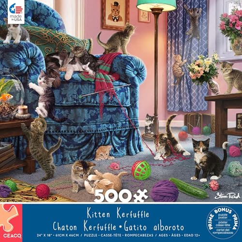 Ceaco - Paws Gone Wild - Kitten Kerfuffle - 500 Piece Jigsaw Puzzle by CEACO - Used condition - US$7.92