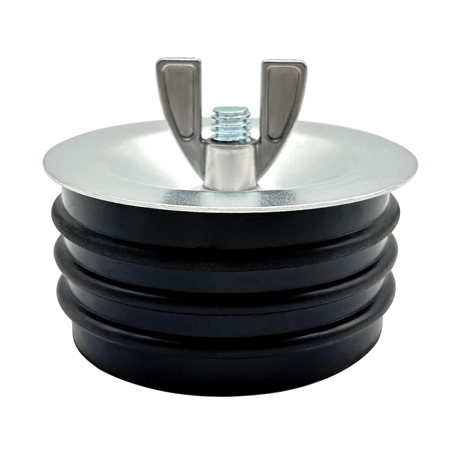 Steel Mechanical Test Plug, Sturdy Sewer Cleanout Cap with Galvanized Screw and Wing Nut Fit for Most Pipe Sink Pool,Black (6 Inch)