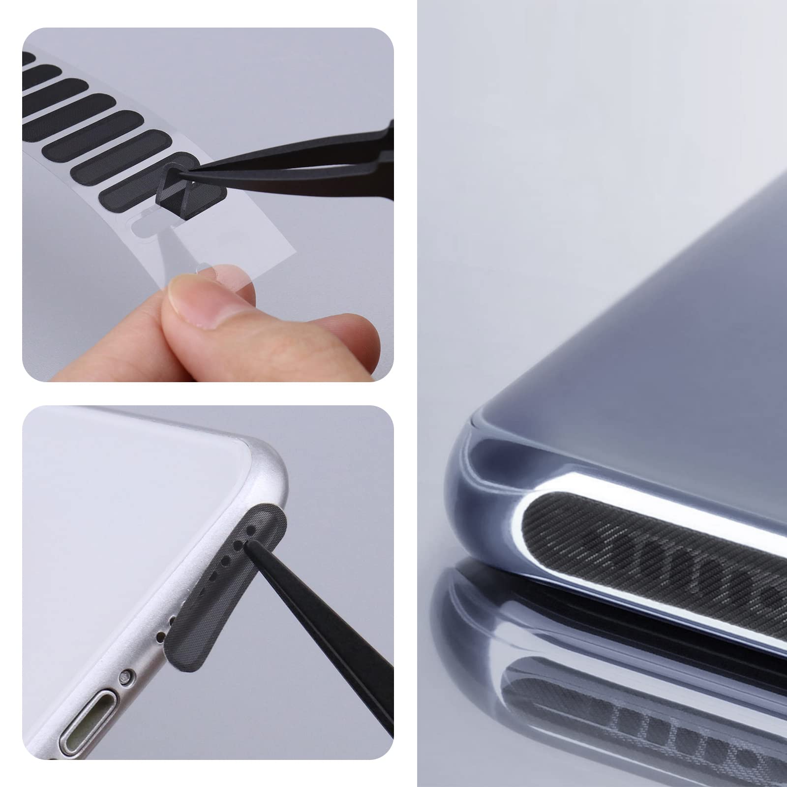 Proteggi L'altoparlante Del Telefono Con Questi Adesivi A Rete – 60 Pezzi + Pinzetta, Compatibili Con Ricarica Android, Anti-polvere E Facili Da Usare - 2