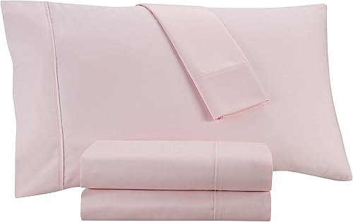 Miniatura 4 de Waverly Juego de sábanas y fundas de almohada de algodón fresco, tamaño California King, rosa pálido, 4 piezas