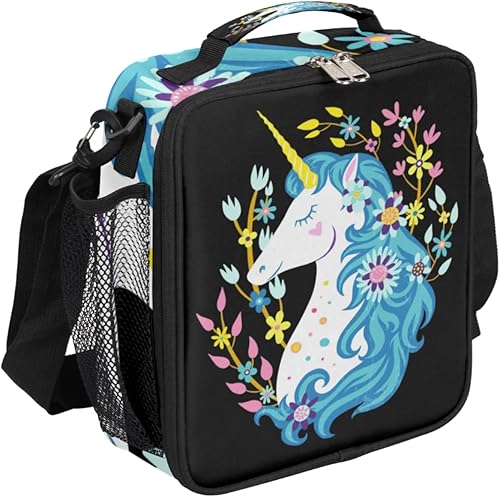 Miniatura 1 de Unicorn Horse FlowersInsulated Lunch Bag for Men Women Reusable Lunch Box Thermal Cooler Lunch Tote With Adjustable Shoulder Starp for Camping
