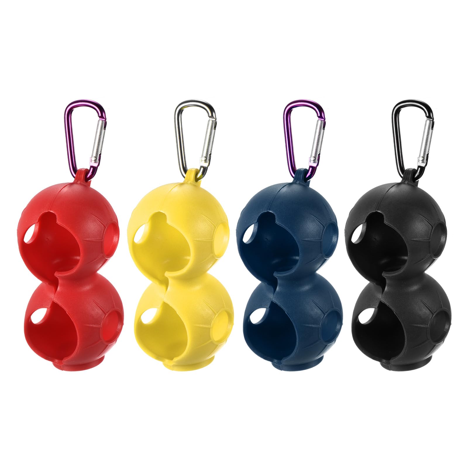 PATIKIL Golf Ball Holder, 2 Pack 2 Balls Carrier Silicone Protective Portable Sleeve with Buckle for Golf Bag Belt Multicolor