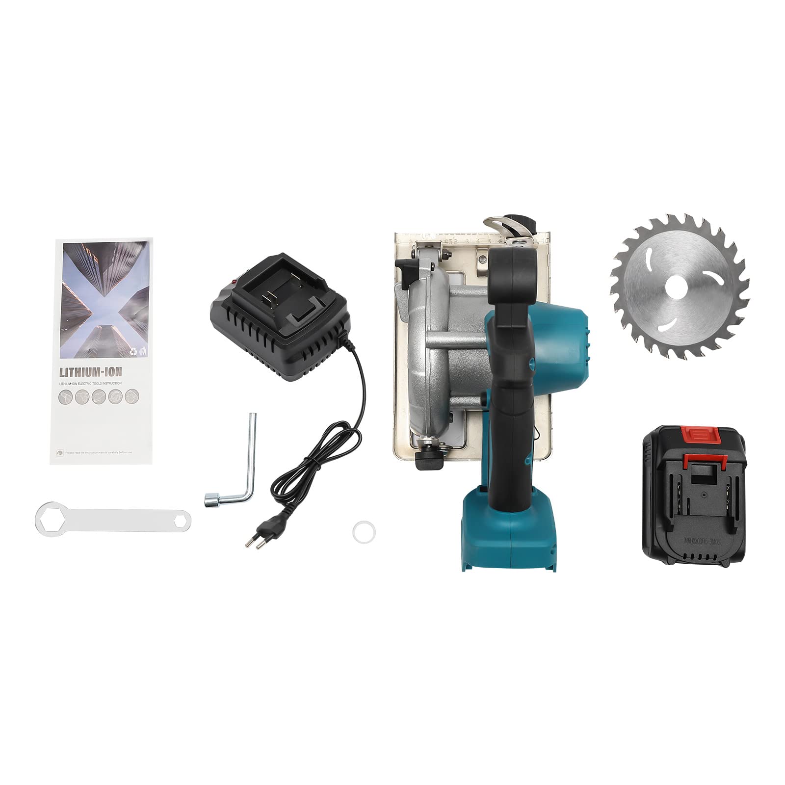 Sierra circular de batería, 4,0 Ah, batería, 4000 rpm, corte en ángulo de 0-45 grados, 6-1/2 pulgadas, sierra eléctrica con cargador, guía paralela, cuchilla de corte 4.0 Ah, batería, sierra circular